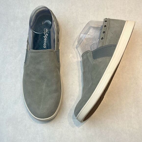 Spenco Santa Barbara Rivet Sneakers Slip On Shoes Suede Orthotic Sz 8 Gray - Picture 1 of 9